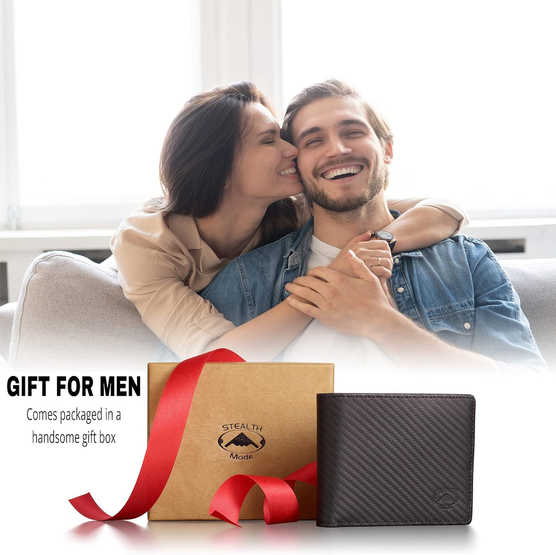 Stealth Mode Billetera de cuero para hombre. Billetera con RFID + 8...