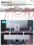 Bandeja de organización de cables para debajo del escritorio, sin taladro, bridas incluidas, material de lona ecológico, diseño de malla para disipación de calor, organizador de cables/almacenamiento