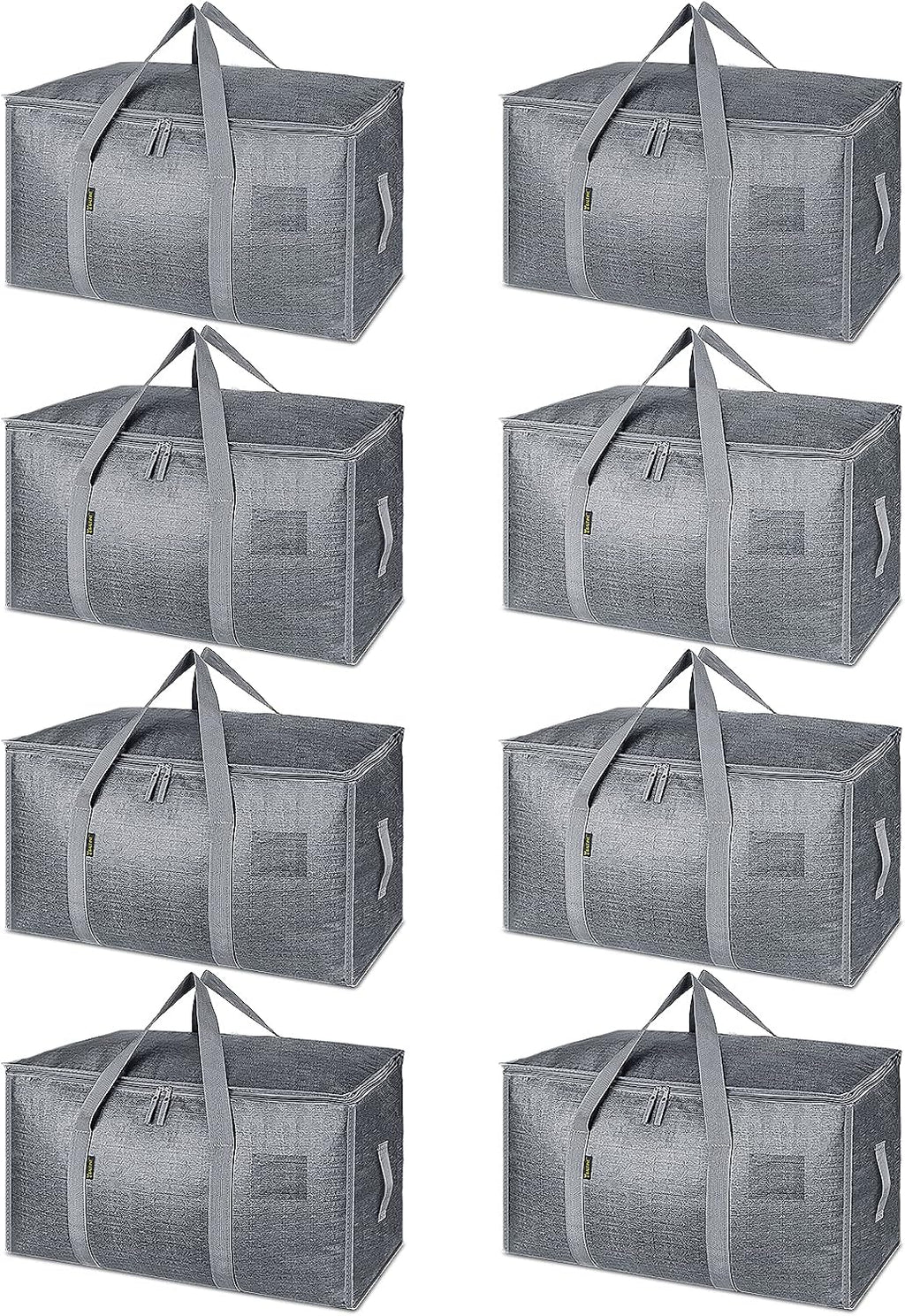 BALEINE Paquete de 8 bolsas de mudanza de gran tamaño con asas reforzadas, bolsa de almacenamiento resistente para ropa, suministros de mudanza (gris invierno, paquete de 8)