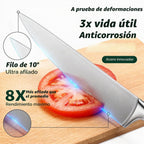 Juego de cuchillos de cocina de acero inoxidable de alto carbono de alta calidad, afilado, mango ergonómico forjado triple remache, juego de cuchillos profesional para cocina, apto para lavavajillas (blanco)