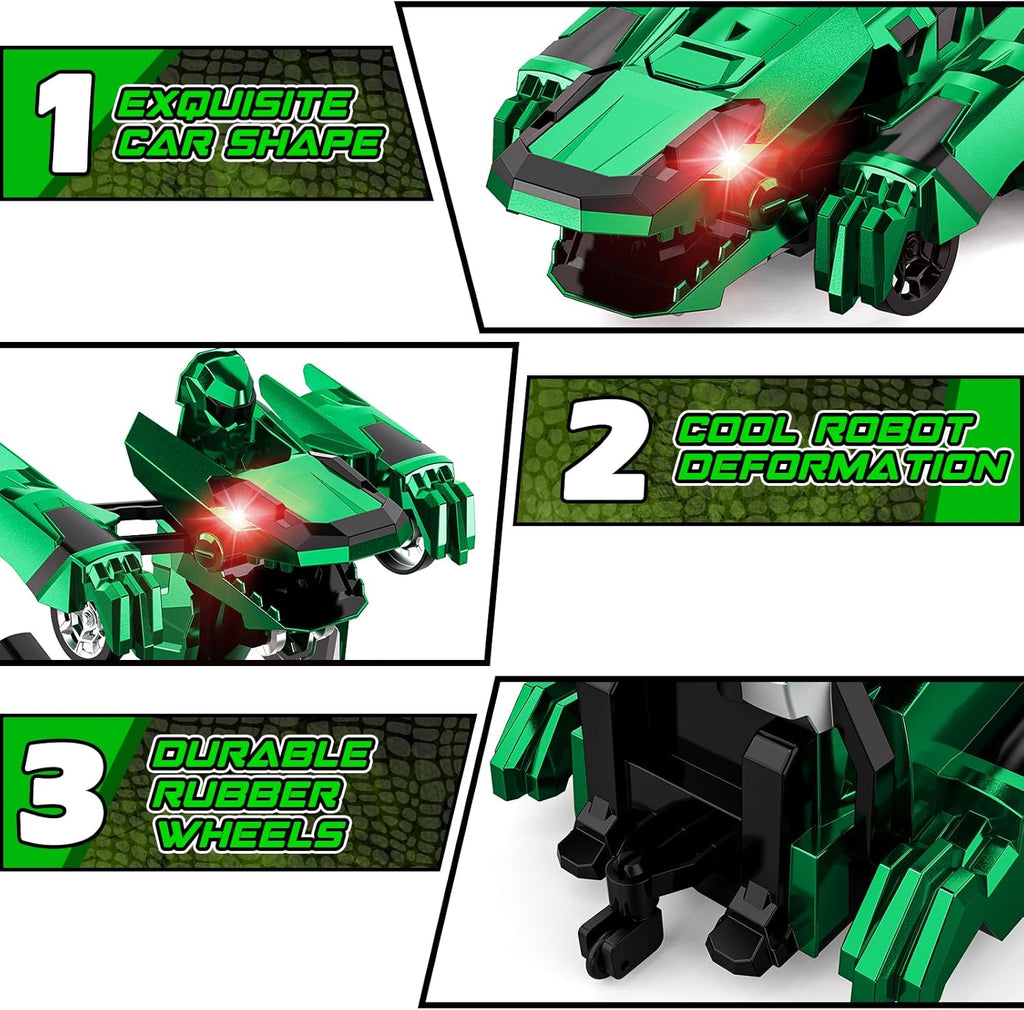 Kroyedfuw Coches de control remoto de dinosaurio, robot transformad...