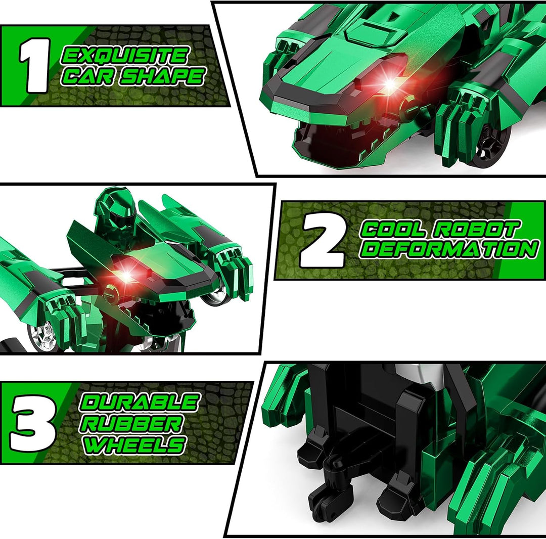 Kroyedfuw Coches de control remoto de dinosaurio, robot transformad...
