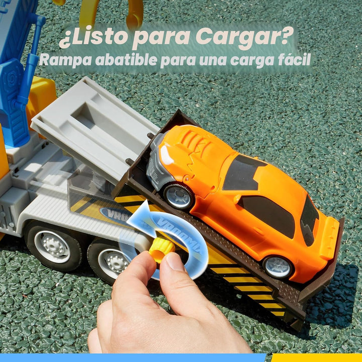 JOVA Vroomix - Camión de remolque para niños de 3, 4, 5, 6, 7 años,...