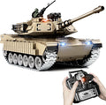 1:18 RC Tank que dispara BBS, 2.4G Metal M1A2 Abrams modelo de tanque de control remoto, juguete militar con humo, luces, sonido y retroceso, vehículo militar RC para más de 8 años