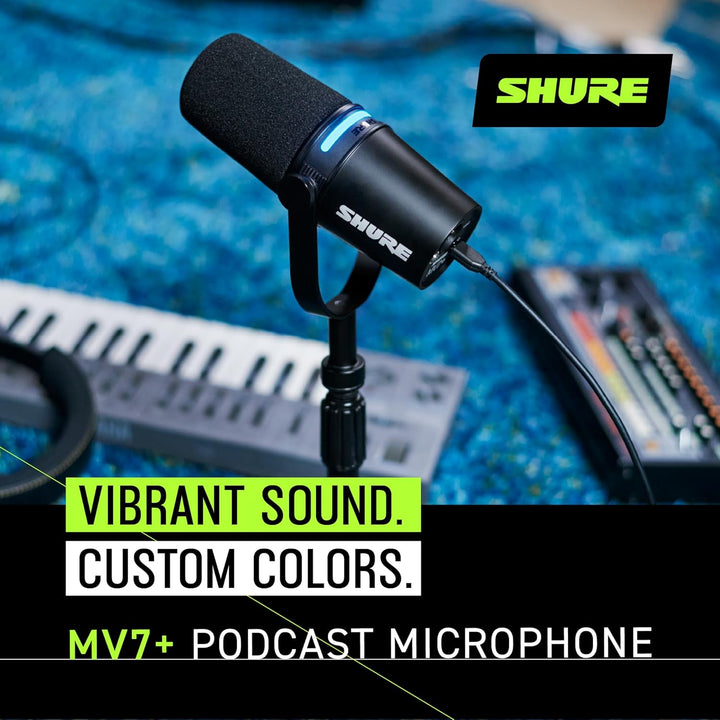 Shure MV7+ - Micrófono dinámico para podcasts, certificado OBS, aud...