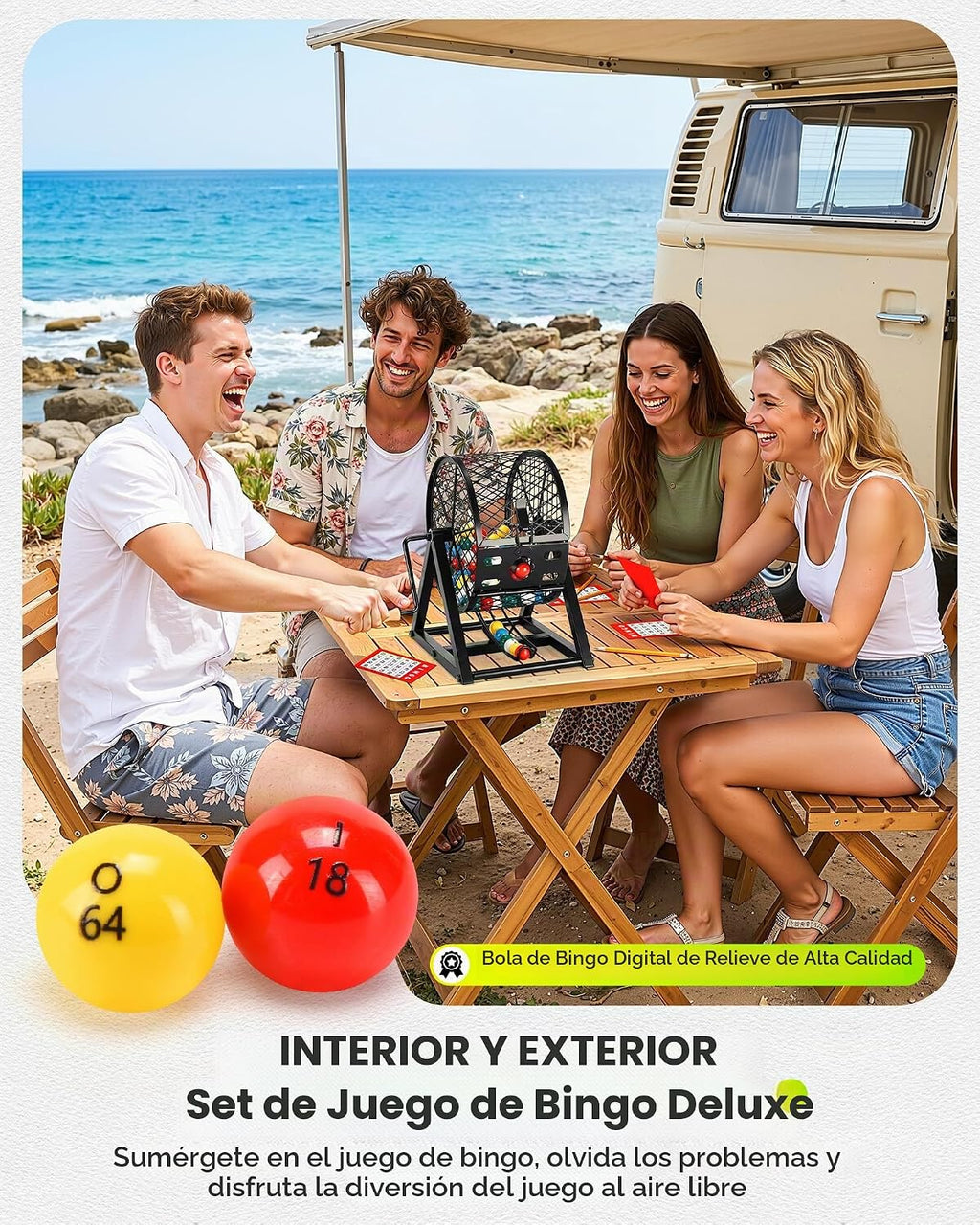 Juego de bingo de lujo grande de 12 pulgadas con jaula, tablero, bolas, 30