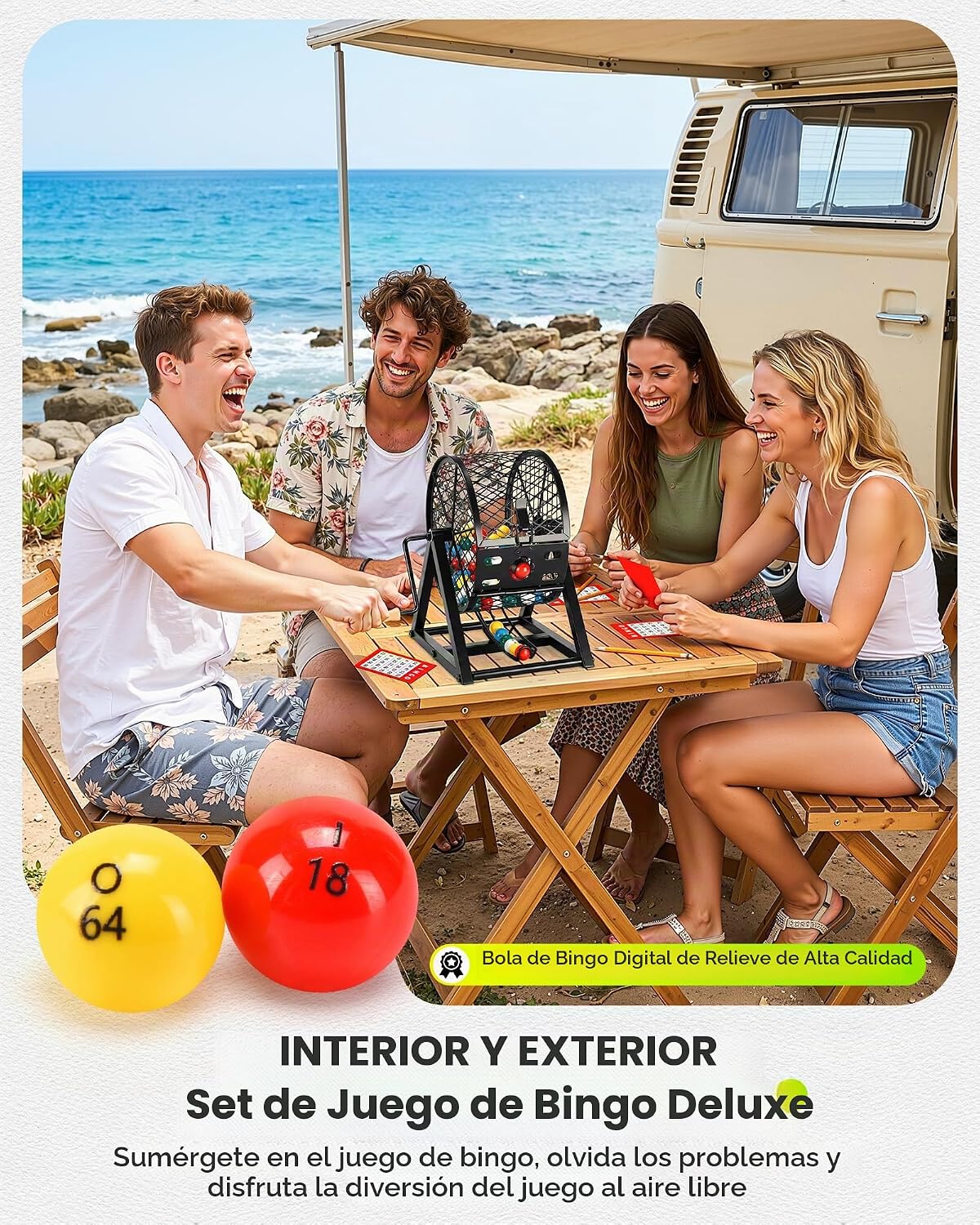 Juego de bingo de lujo grande de 12 pulgadas con jaula, tablero, bolas, 30