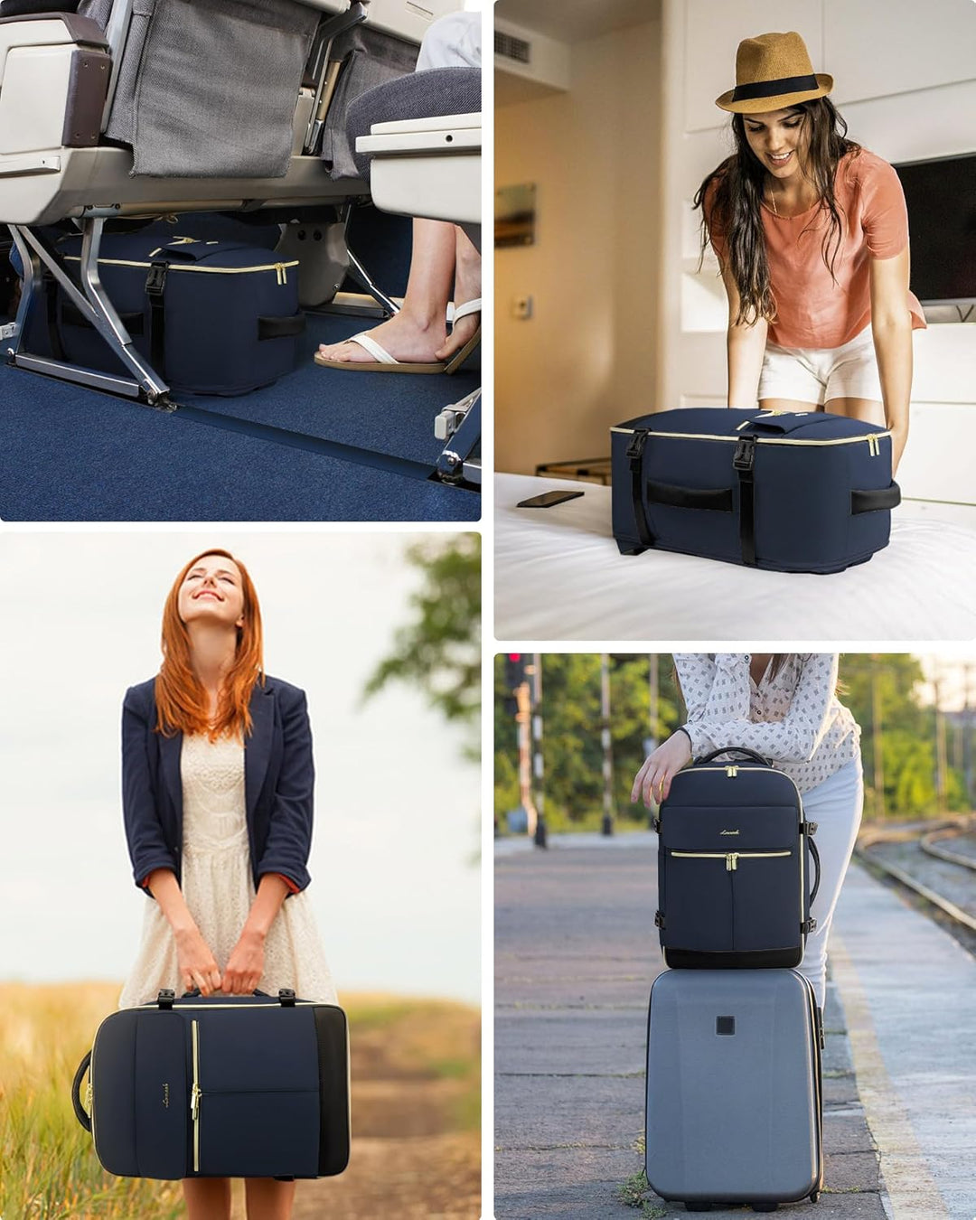 LOVEVOOK Mochila de viaje para mujer, mochila de mano TSA, Azul osc...