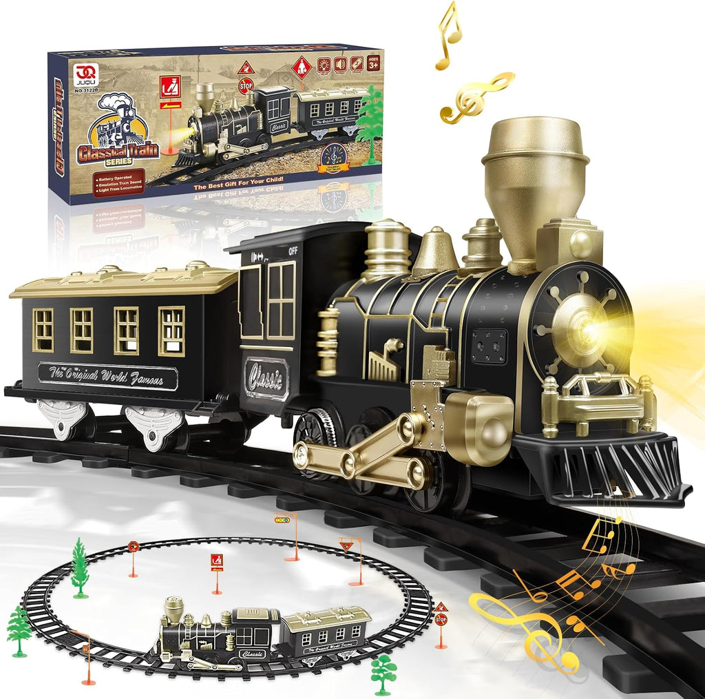 JUQU - Juego de tren modelo a pilas con luz, sonido y pistas