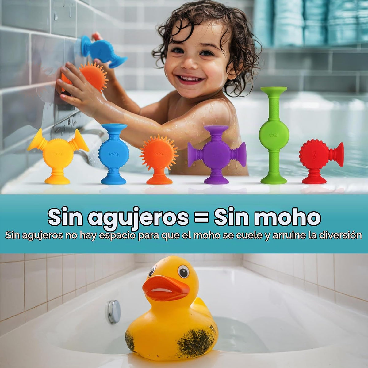 BUNMO Juguetes de baño sin agujeros, paquete de 24 - Juguetes de succión