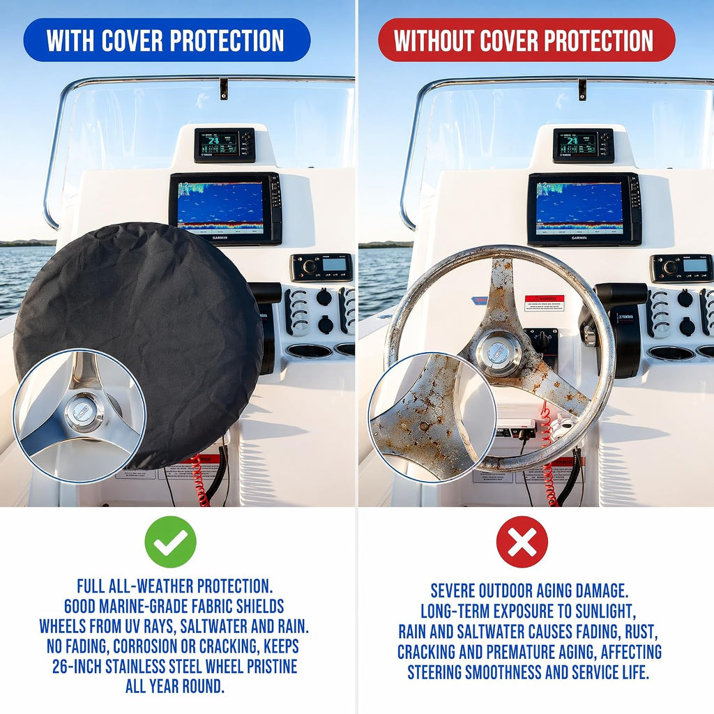 Funda para Volante de Barco, Impermeable 600D - Apto para Volantes de 13" a 22"