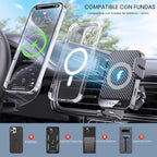 Cargador inalámbrico para automóvil MOKPR, cargador de auto de 15W con sujeción automática compatible con iPhone 16/15/14/13/13 Pro/12 pro/12/11, Samsung Galaxy S23/S22/S21/S20, etc