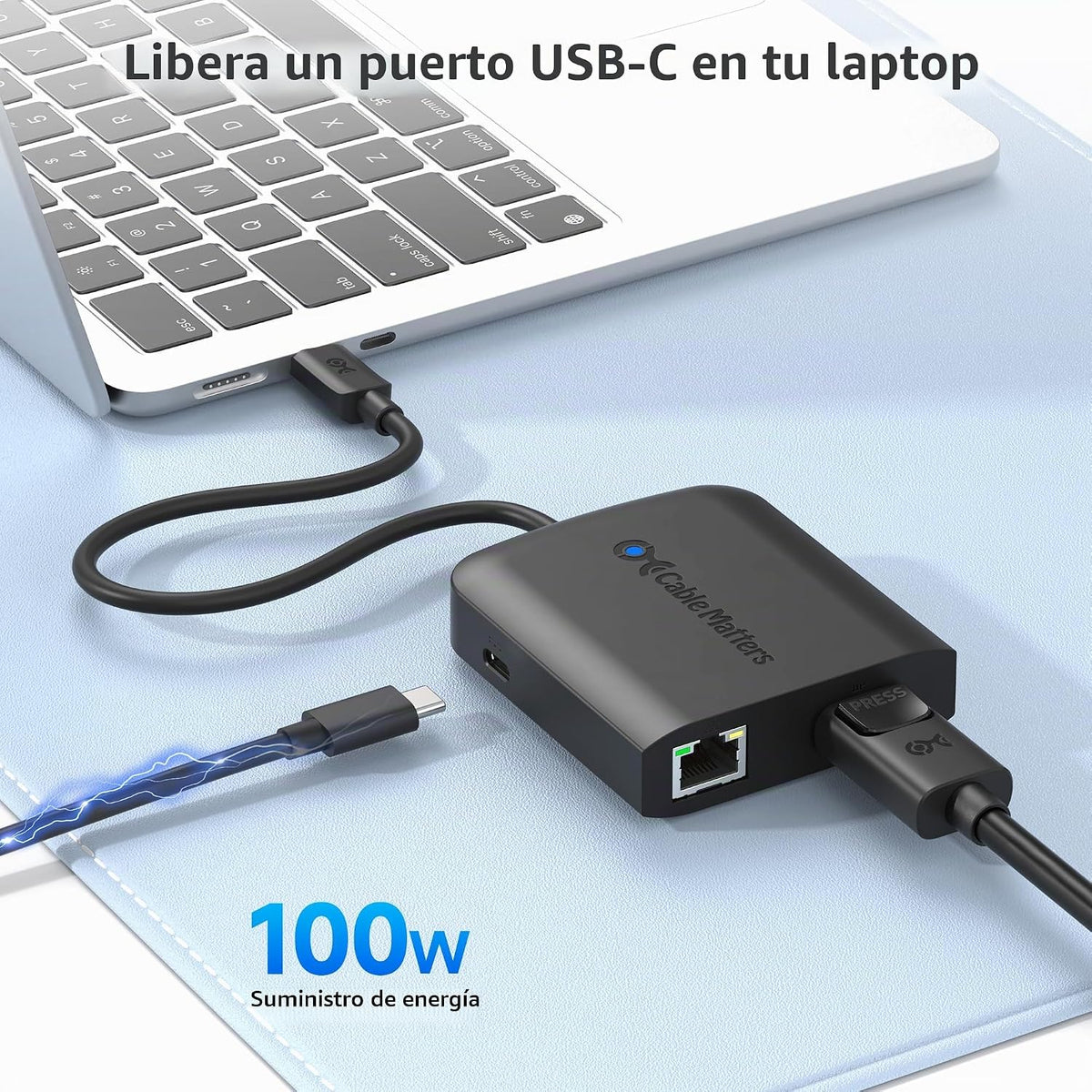 Cable Matters, 201046-BLK, hub USB 2.0 de 2 puertos, alimentado