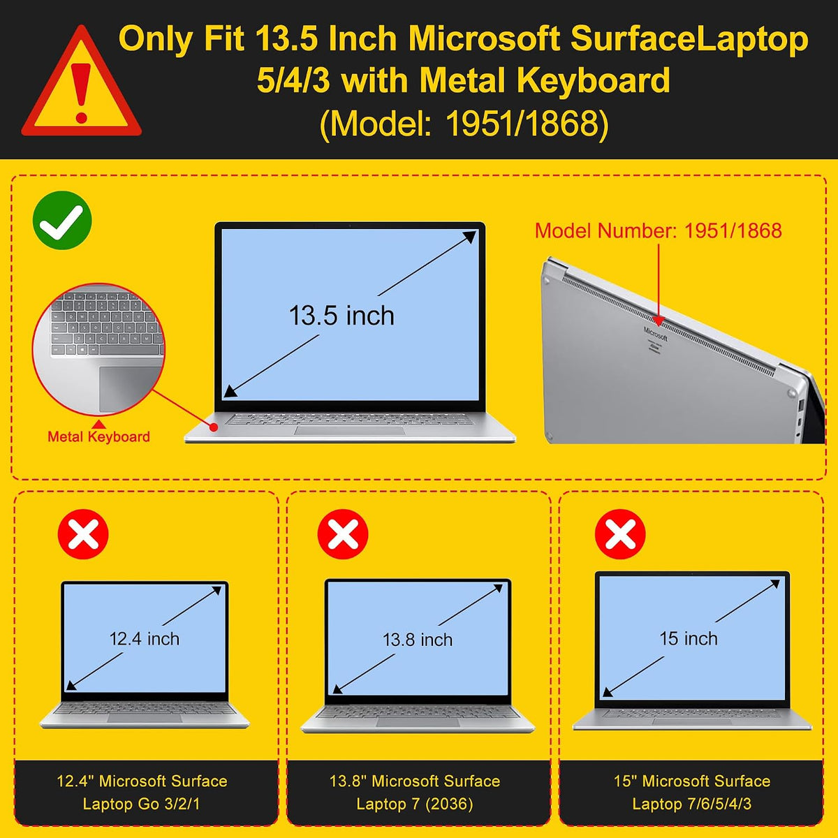 Lepeoac Funda para portátil Microsoft Surface 5\/4\/3 de 13.5 pulga...