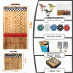 Juego de mesa de carreras de caballos de lujo, plegable con 2 cartas, 2 dados, 11 caballos de metal y 100 fichas, diseño plegable para todas las piezas, regalo para noches de juego de