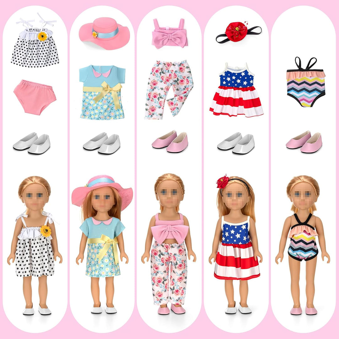 Zecckige Ropa de muñeca de 18 pulgadas y accesorios para muñecas am...