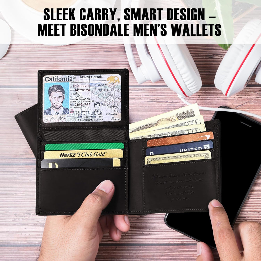 BISONDALE Billetera personalizada para hombre \u2013 Billetera pleg...