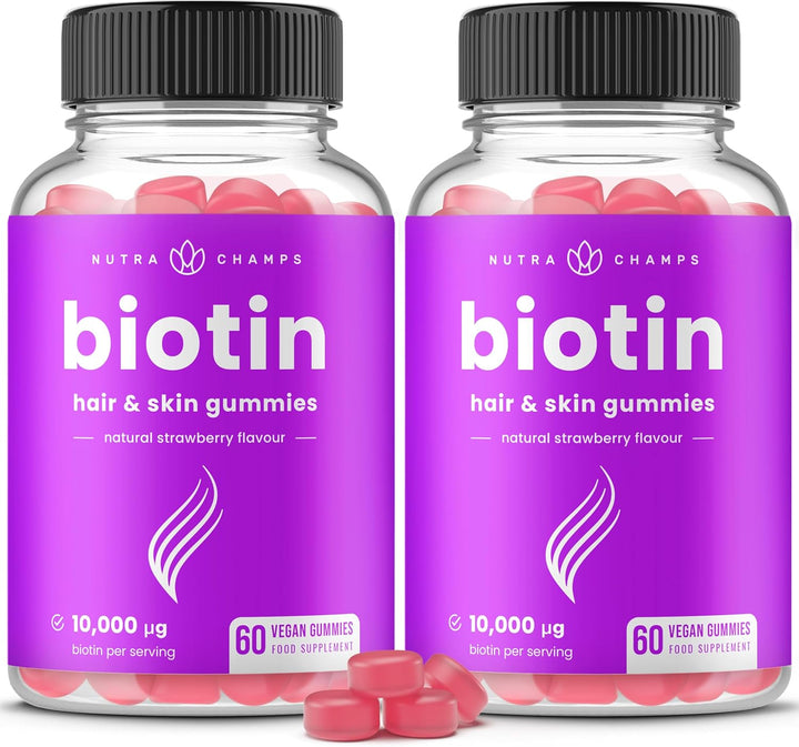 Paquete de 2 gomitas de biotina de 10,000 mcg [mayor potencia] para...