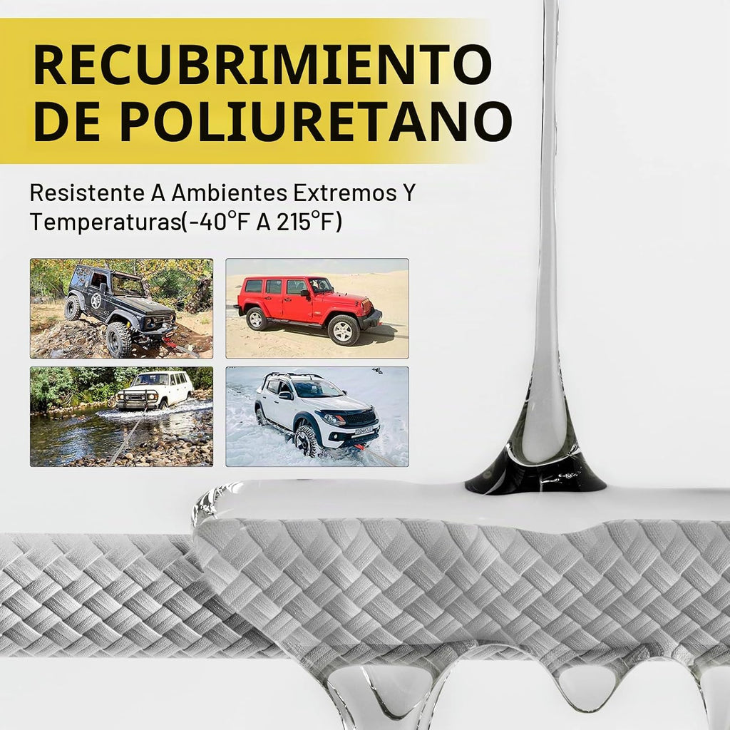 Cuerda de remolque de recuperación cinética de 1-1/8" x 20' (37,480 lbs), con 2 grilletes suaves UHMWPE (40,980 lbs), correa de tracción todoterreno resistente, kit de recuperación de vehículos