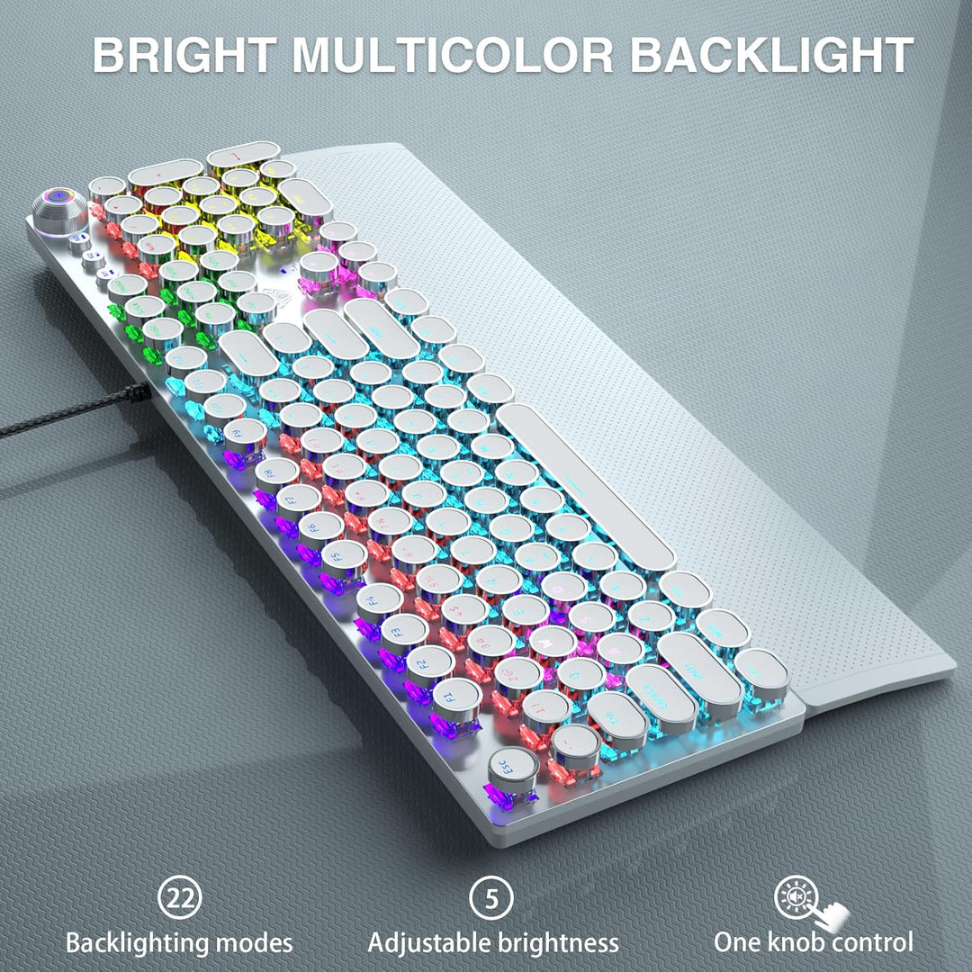 AULA F2088 Teclado mecánico para juegos estilo máquina de escribir,...