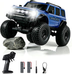 RC Rock Crawler, camión todoterreno con control remoto 4WD, velocidad ajustable y luces LED, auto RC para escalada todo terreno con bajo voltaje y protección antiparo para adultos y niños