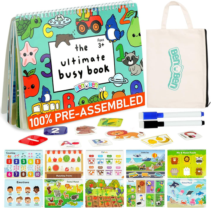 BenBen Libro de actividades para niños pequeños, 30 páginas, preens...