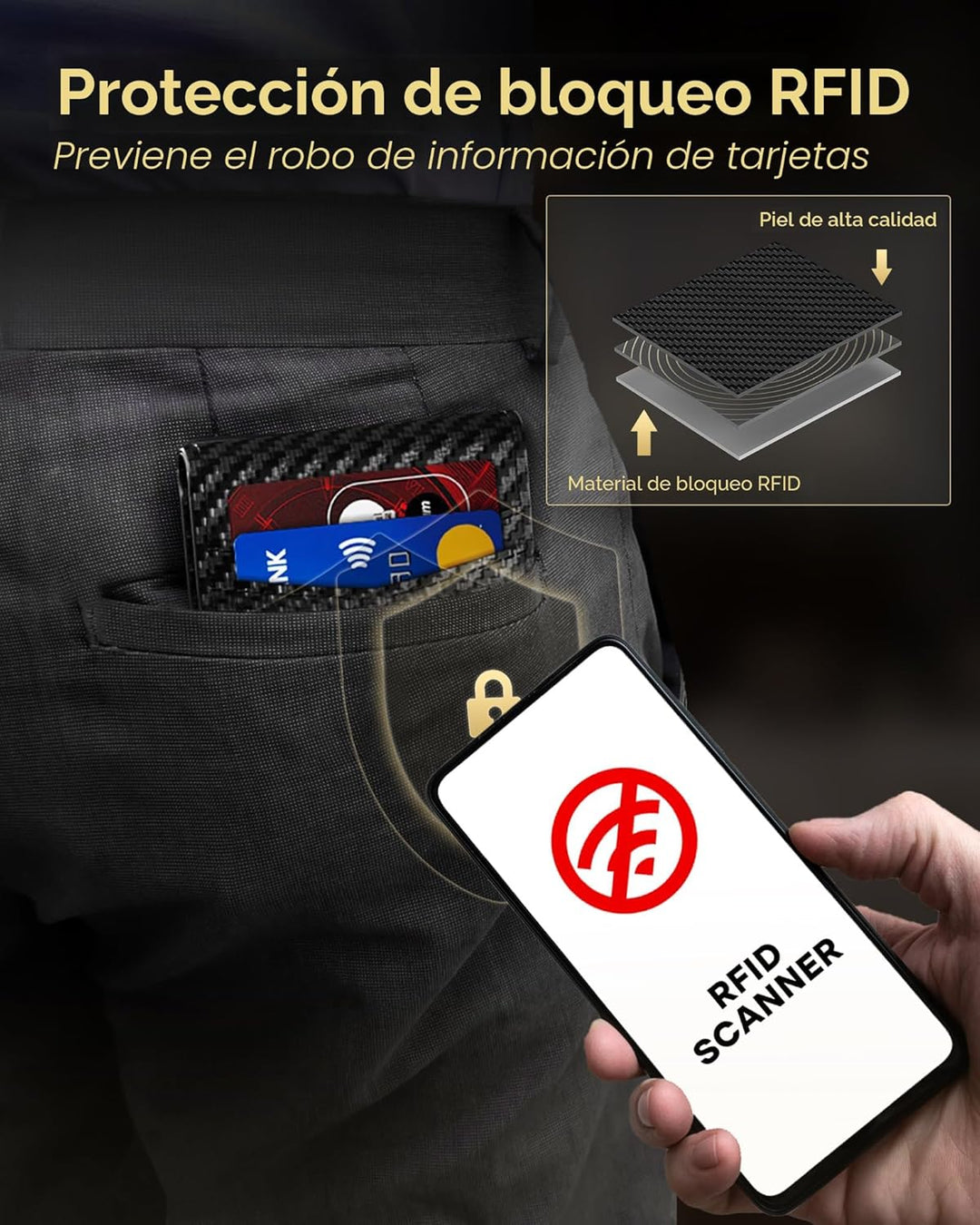 QLD Cartera Minimalista para Hombres - Portador de Tarjetas de Créd...