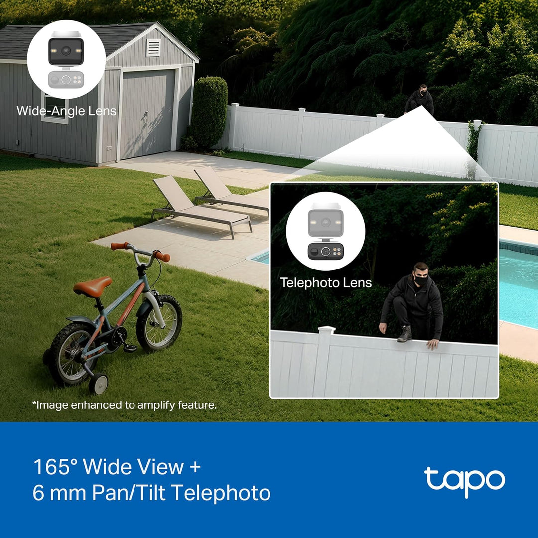 Tapo Cámara de seguridad de doble lente 2K panorámica\/inclinación...