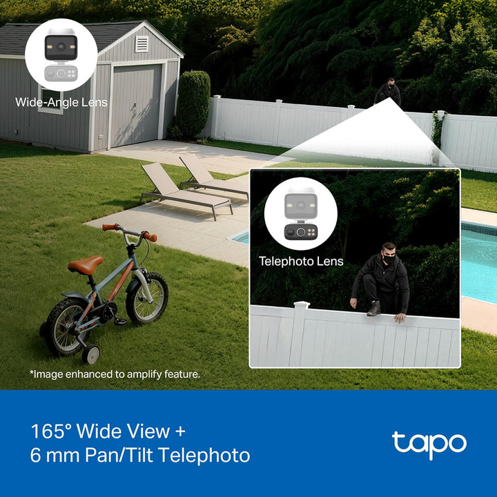 Tapo Cámara de seguridad de doble lente 2K panorámica\/inclinación...