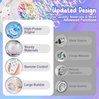 Máquina de burbujas con control remoto, rotación automática de 360° y 7 luces RGB recargable, máquina de burbujas para niños y niñas, máquina de burbujas portátil para fiestas, bodas, cumpleaños