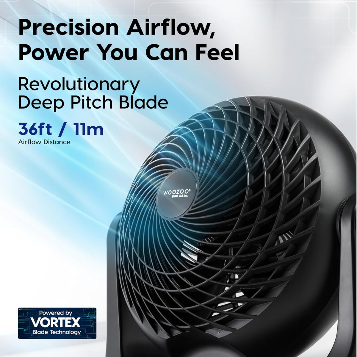 IRIS USA WOOZOO Ventilador de escritorio mediano, oscilante, inclin...