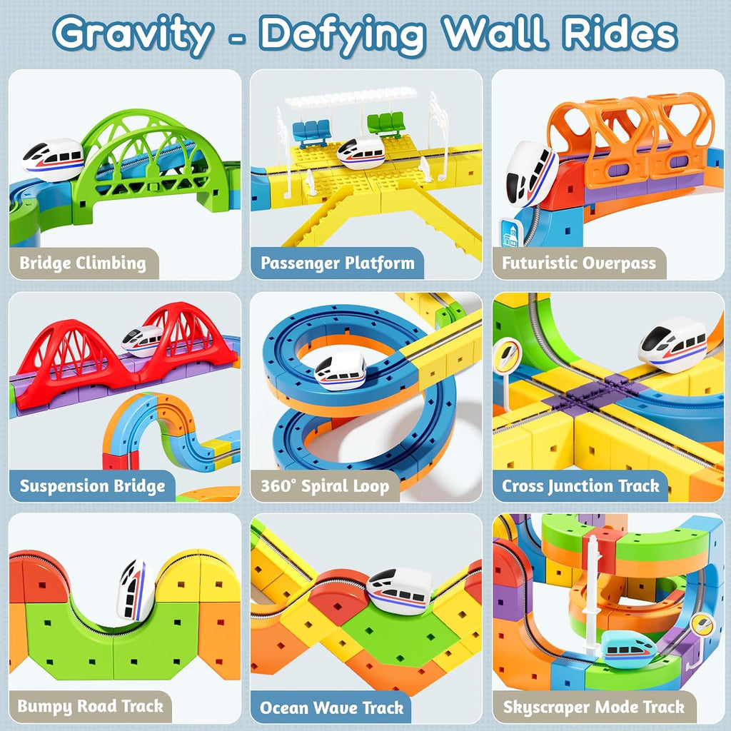 SOCBTNSO 173 PCS KlickRail 3D Modular Electric Train Set para Niños 3-8