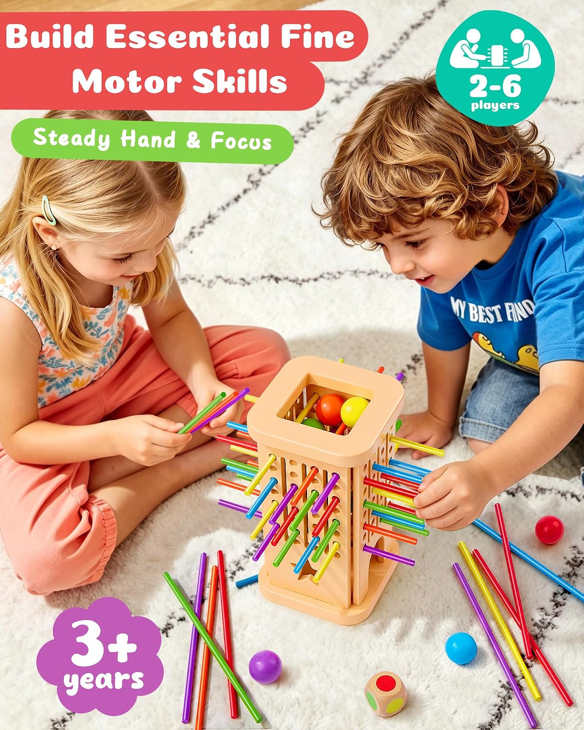 Montessori - Juego de mesa de madera para niños de 3 a 8 años, juguete de