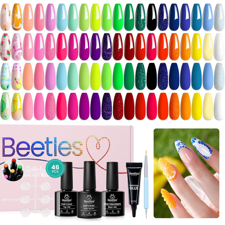 Beetles - Juego de esmaltes de uñas de gel, 36 colores, arcoíris, c...