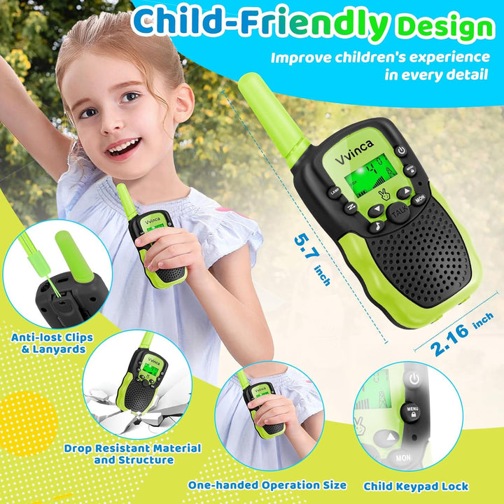 Vvinca Rechargeable Walkie Talkies for Kids 4 Pack, 5-7 Year Old Bo...