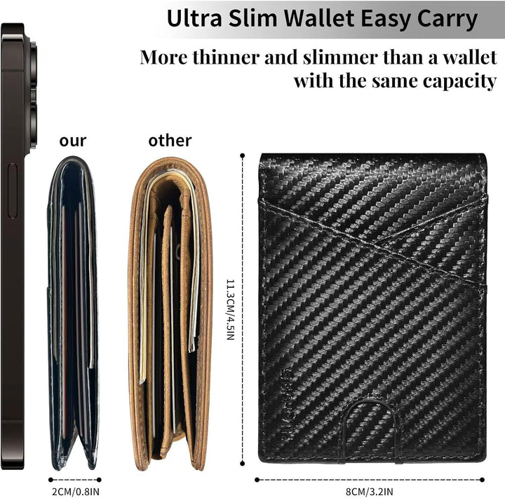 Cartera delgada para hombres, carteras de cuero 100% genuino para h...