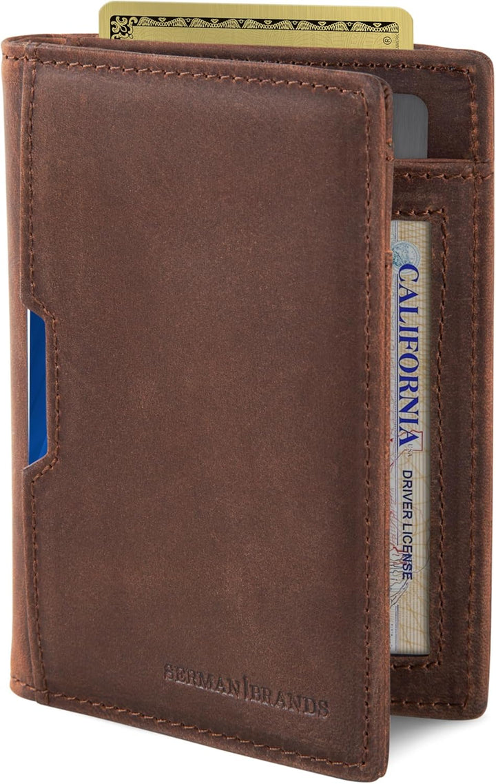 SERMAN BRANDS \u2013 Carteras para hombre, delgadas, de cuero, con...