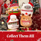 Athionsu - Almohada de felpa de gato de Navidad de 14 pulgadas con sombrero de Papá Noel, animal de peluche suave y tierno para decoración de Navidad y regalos, adorable almohada blanda para niños
