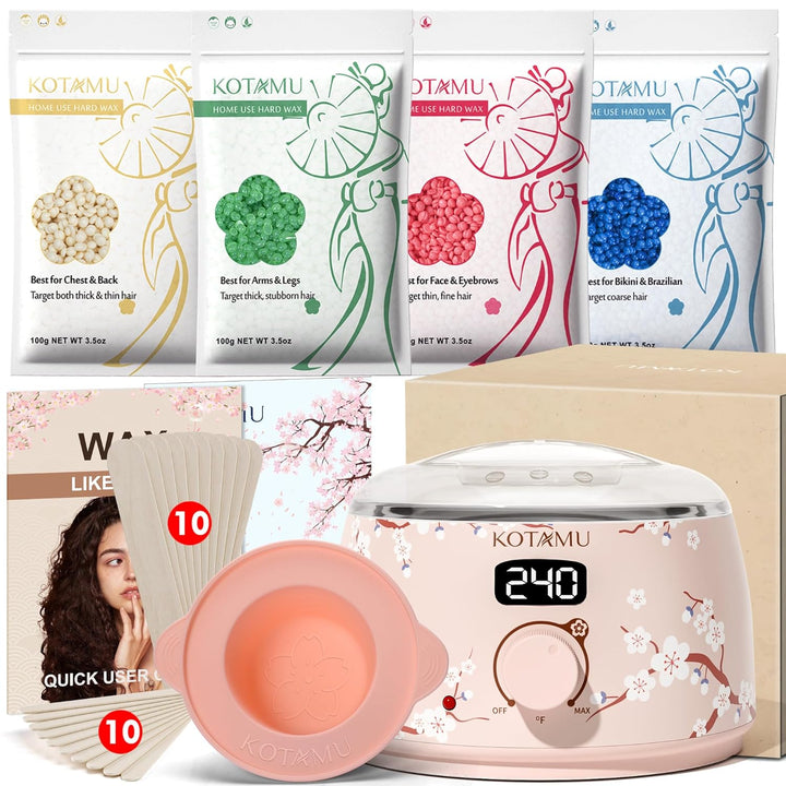 KOTAMU Kit de depilación para mujeres y hombres, calentador de cera...