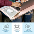 LAPGEAR Home Office Pro Lap Desk – Pink, Fits 15.6” Laptops
