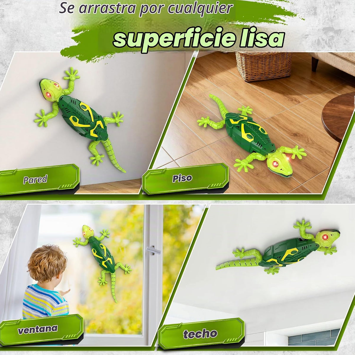 Rcfunkid RC Wall Crawler Gecko Escalada Gecko Juguete 360° Giratorio
