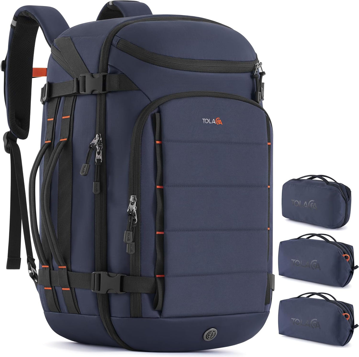 Tolaccea Mochila de viaje de 40 L, bolsa grande para computadora portátil, Azul marino