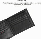 TUMI - Delta Global Center Flip ID Passcase - Billetera de cuero bifold - Accesorio de bloqueo RFID - Múltiples ranuras para tarjetas - 4" x 5" - Negro