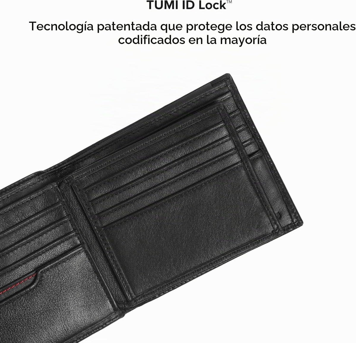 TUMI - Delta Global Center Flip ID Passcase - Billetera de cuero bifold - Accesorio de bloqueo RFID - Múltiples ranuras para tarjetas - 4" x 5" - Negro