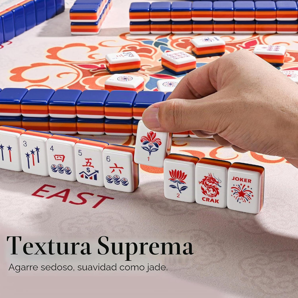 Juego de 160 azulejos de Mahjong americanos solamente, azulejos patrióticos de acrílico de 4 capas de Estados Unidos – Diseño patentado I+D hecho a medida para viajes de juego en casa (sin