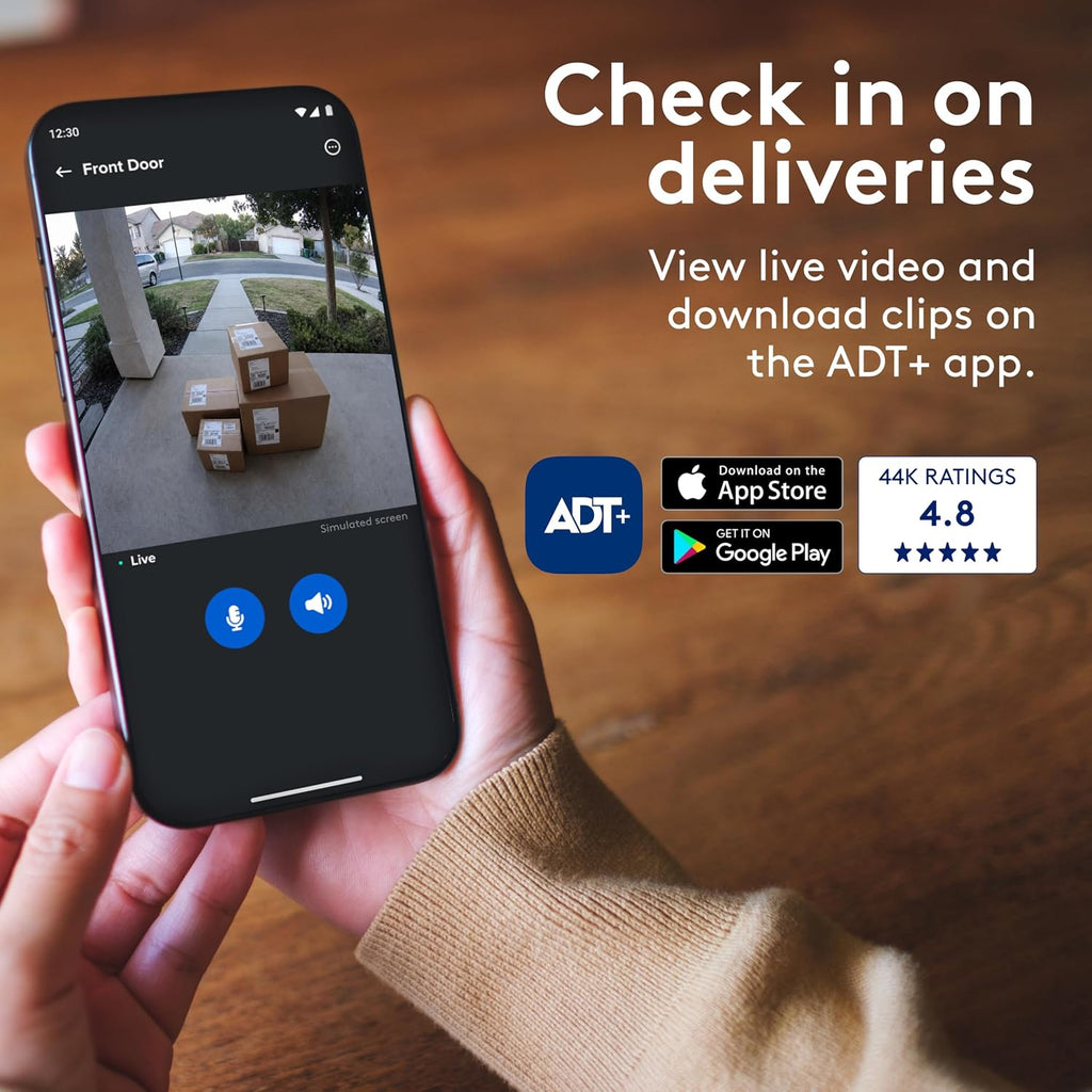 ADT Blu Sistema de seguridad para el hogar con timbre de video, 2K HDR