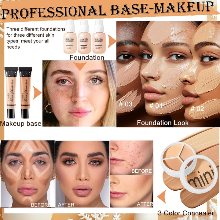 Kit de maquillaje para niñas: sombra de ojos de 40 colores, base, b...