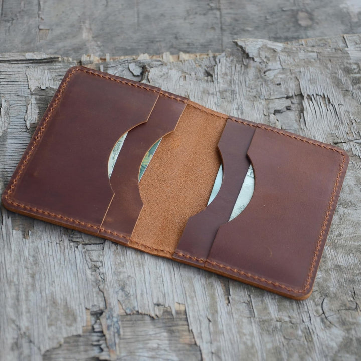 JJNUSA Billetera de cuero minimalista hecha a mano para hombres env...