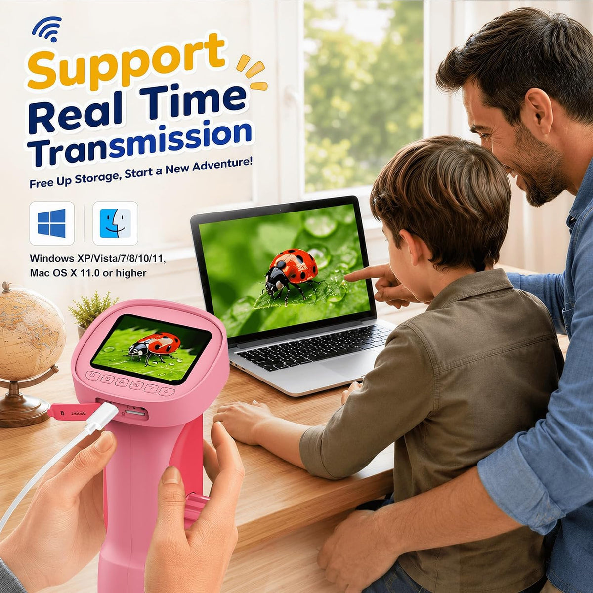 1000X Microscopio Digital Portátil para Niños: Explorador 4K Lupa Fotográfica