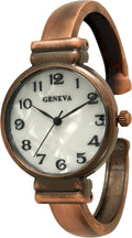 Reloj de pulsera de metal Geneva clásico fácil de leer (cobre)